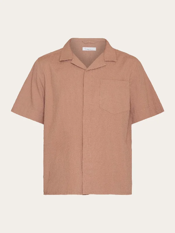 Box short sleeve seersucker shirt GOTS/Vegan - Chocolate Malt Masculine Men's 