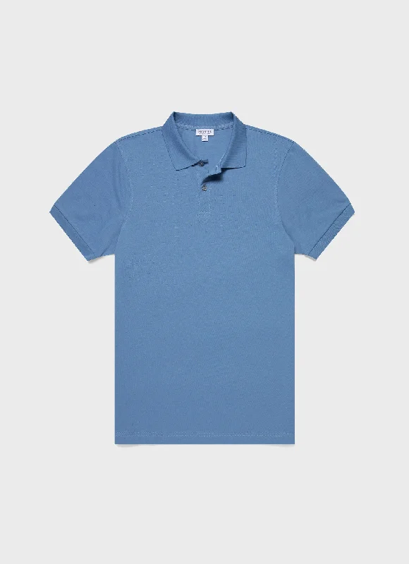 Men's Piqué Polo Shirt in Como Blue Youthful Men's Anime