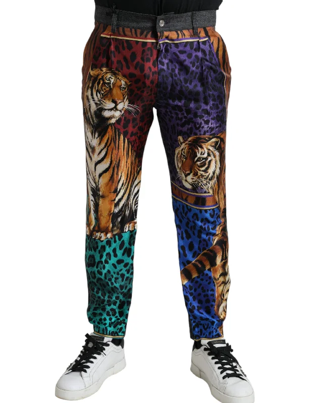 Dolce & Gabbana  Tiger Print Loose blue Men's Jeans Refined Men's European