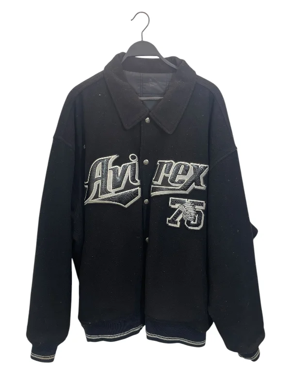 AVIREX/Souvenir Jkt/XXXXXL/Wool/BLK/AVIREX SNAKESKIN LOGO Trendy Men's Oversized