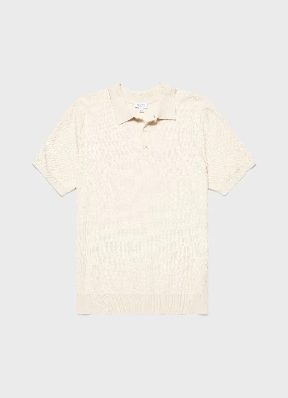 Men's Sunspel x MR PORTER Racked Stitch Polo Shirt in Ecru Dynamic Men's High