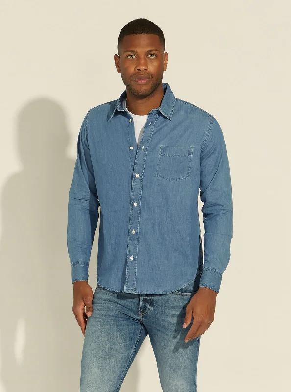 Dylan Classic Blue Denim Shirt Minimalist Men's Casual 