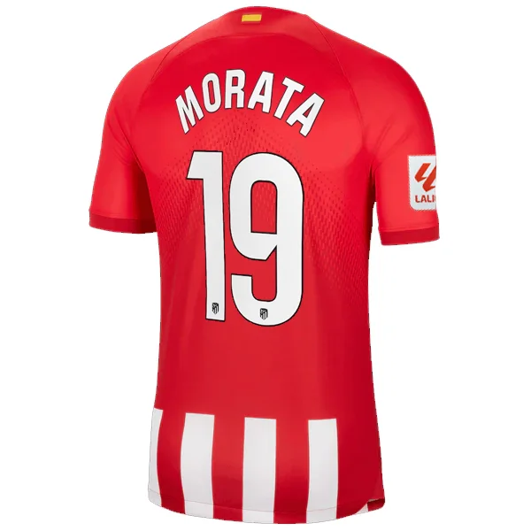 Nike Atletico Madrid Alvaro Morata Home Jersey w/ La Liga Patch 23/24 (Sport Red/Global Red) Youthful Men's Pop