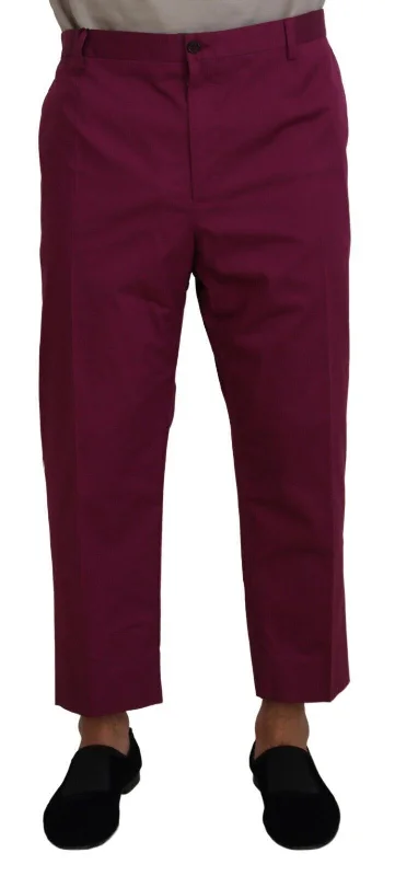 Dolce & Gabbana Elegant Magenta Cotton Stretch Men's Pants Preppy Men's College