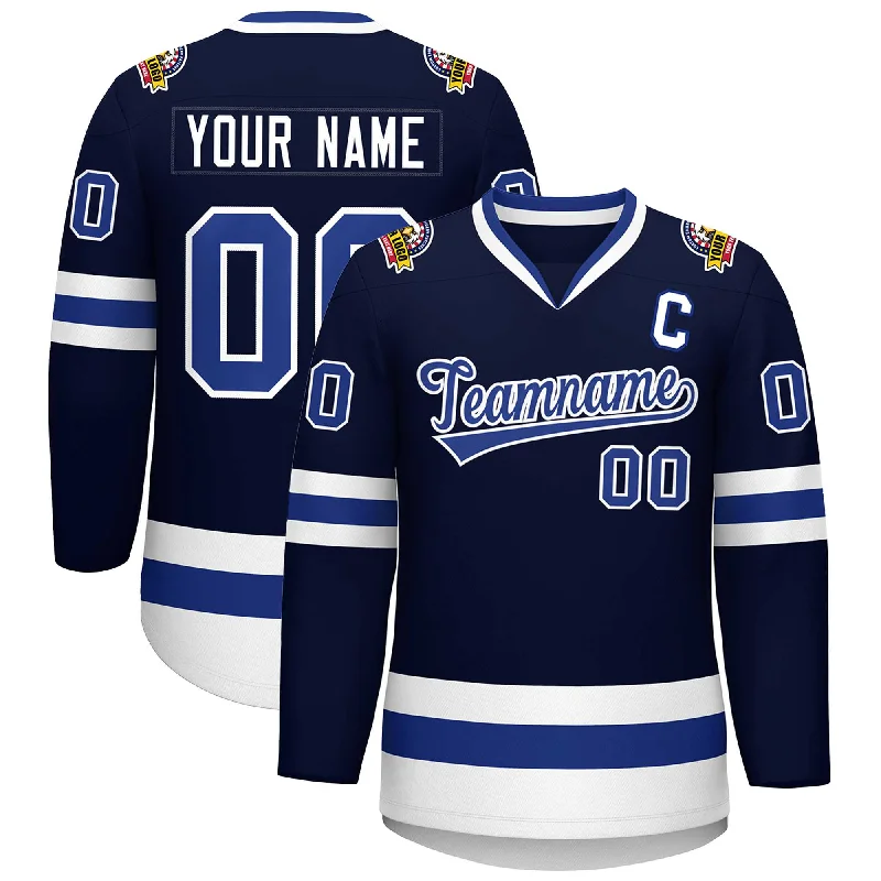 Custom Navy Royal-White Classic Style Hockey Jersey Casual Men's Short