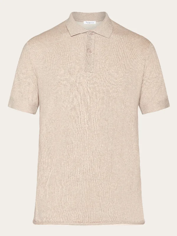 Regular double layer knitted short sleeved polo - GOTS - Nature Melange Sleek Men's Metallic