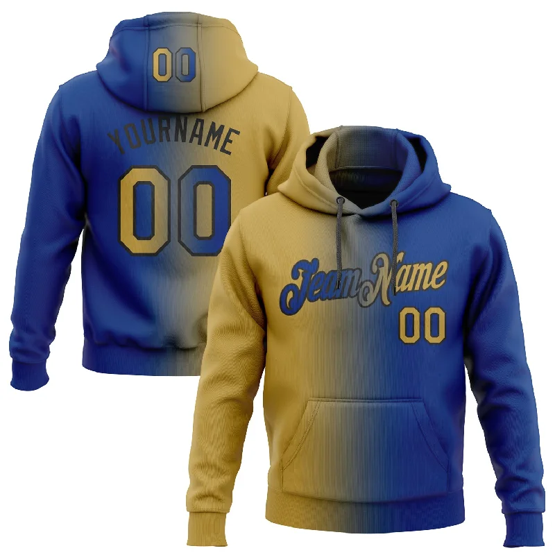 Custom Stitched Royal Old Gold-Black Gradient Fashion Sports Pullover Sweatshirt Hoodie Organic