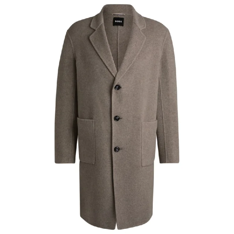 Relaxed-fit coat in a micro-patterned wool blend Polished Men's Silk