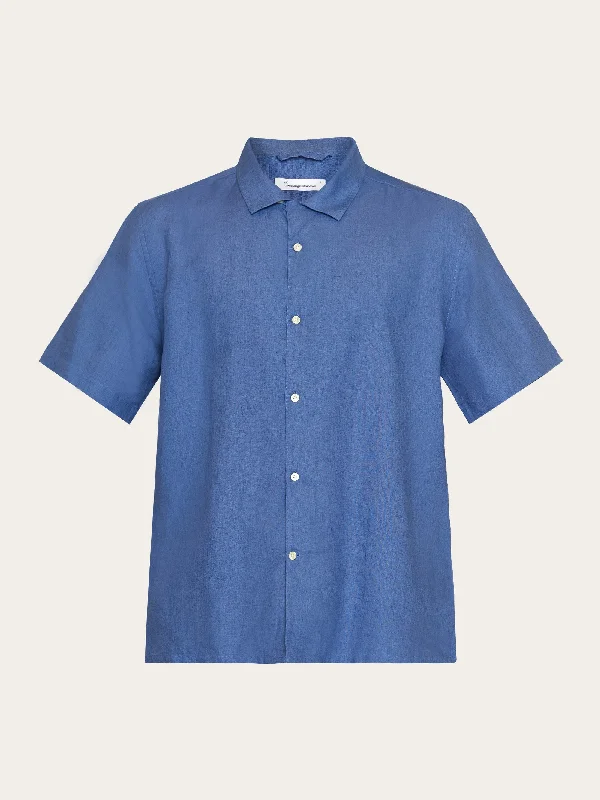 Box fit short sleeved linen shirt - Moonlight Blue Cozy Men's Winter