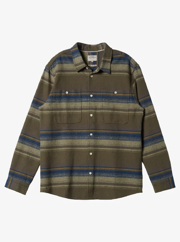 Waterman Lowest Tide Flannel Long Sleeve Top - Dusty Olive Lowest Tide Traditional Men's Wool