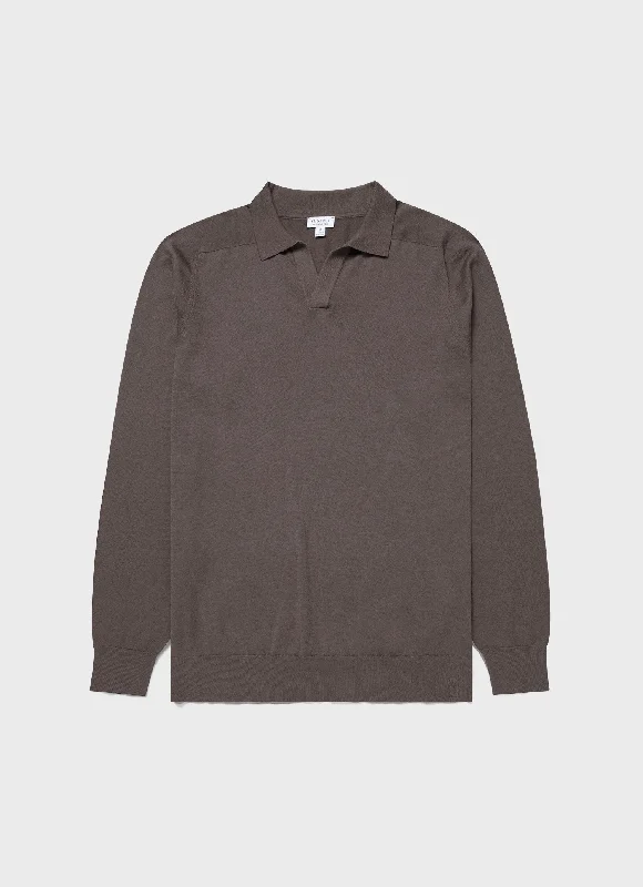 Men's Sea Island Cashmere Polo Shirt in Cedar Unique Men's Patch