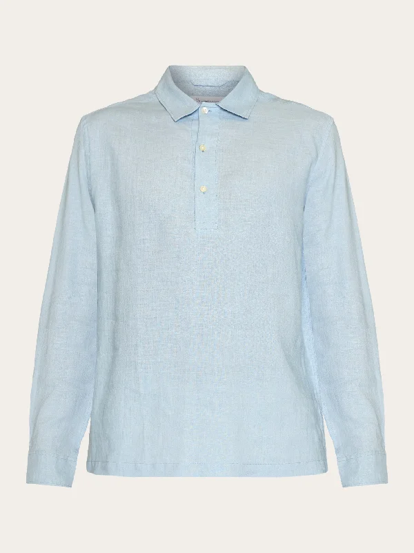 Loose linen polo shirt - GOTS/Vegan - Asley Blue Youthful Men's Pop