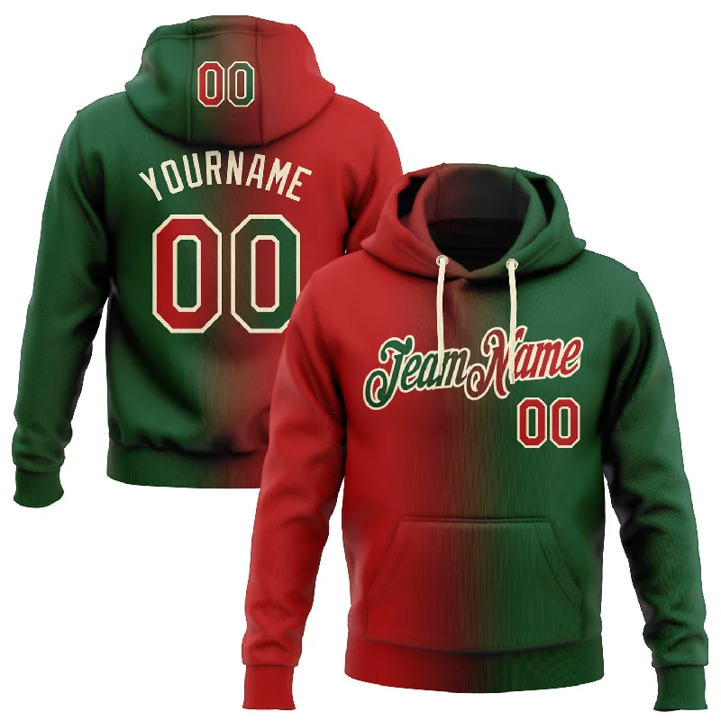 Custom Stitched Green Red-Cream Gradient Fashion Sports Pullover Sweatshirt Hoodie Confident Men's Power