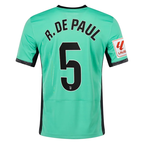 Nike Atletico Madrid Rodrigo De Paul Third Jersey w/ La Liga Patch 23/24 (Spring Green/Black) Bold Men's Animal