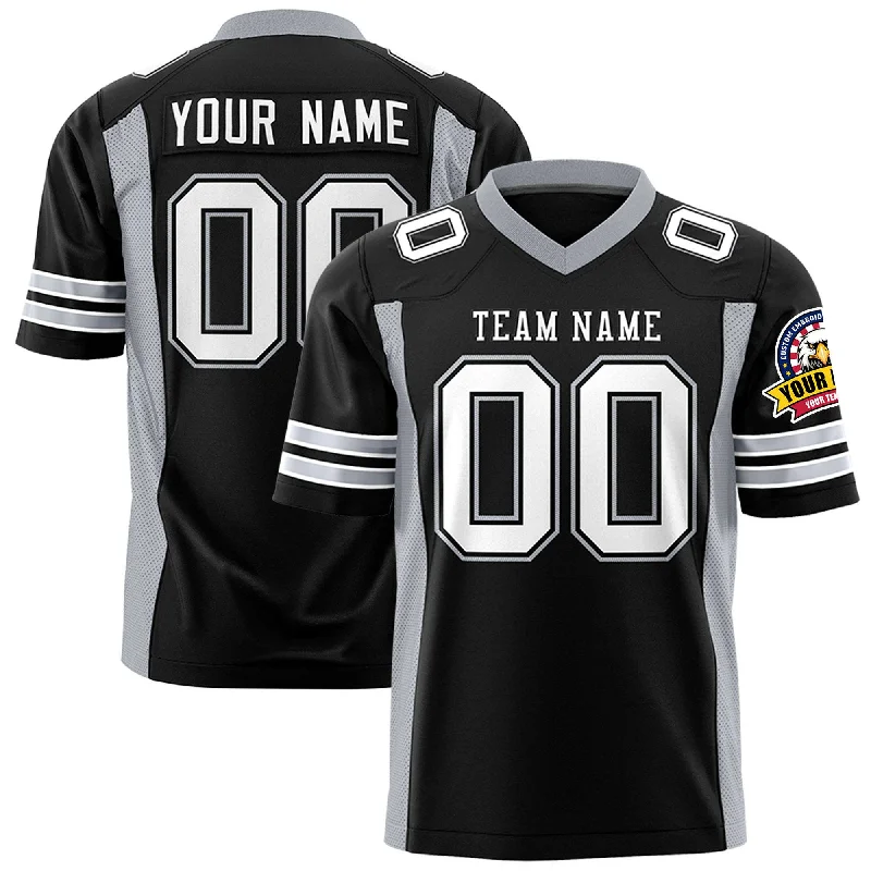 Custom Black Gray Personalized Insert Color Design Authentic Football Jersey Practical Men's Quick