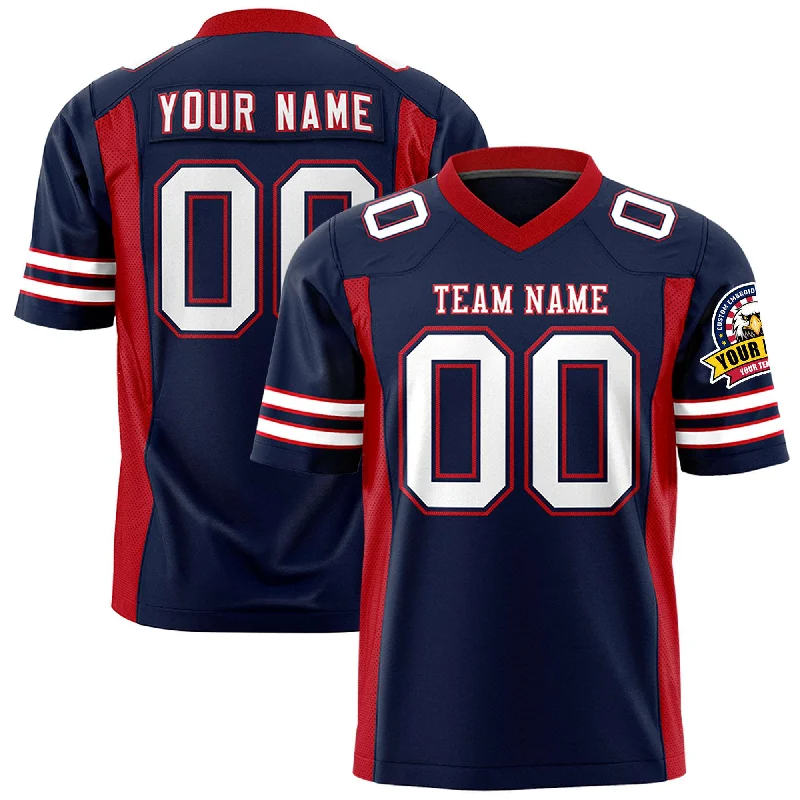 Custom Navy Red Personalized Insert Color Design Authentic Football Jersey Cool Men's Skate