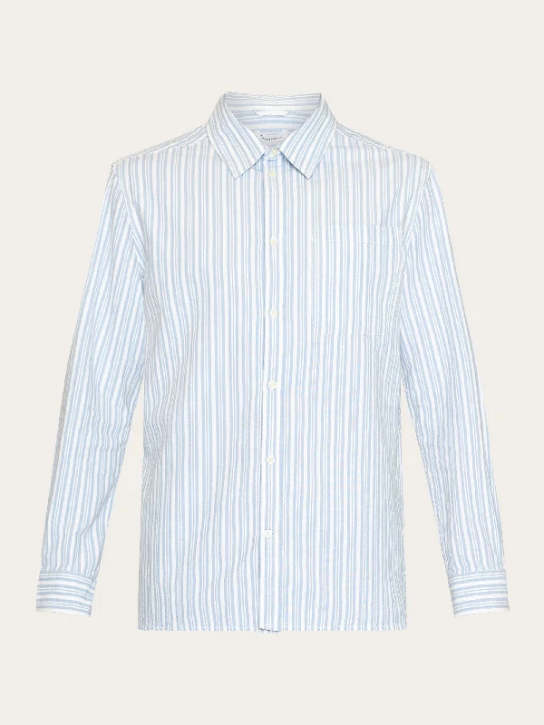 Loose striped slub canvas shirt - GOTS/Vegan - Blue stripe Practical Men's Multi