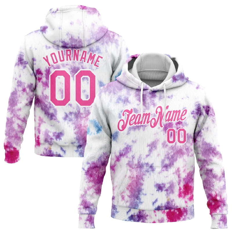 Custom Stitched Tie Dye Pink-White 3D Watercolor Sports Pullover Sweatshirt Hoodie Sleek Men's Metallic Custom Stitched Tie Dye Pink-White 3D Watercolor Sports Pullover Sweatshirt Hoodie Sleek Men's Metallic