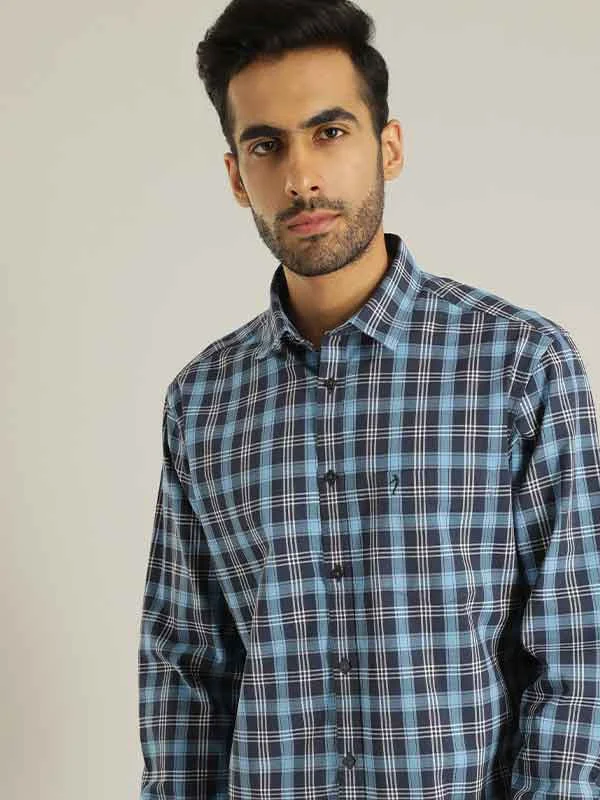 Men Checked Full Sleeve Cotton Blend Shirt Modern Men's 