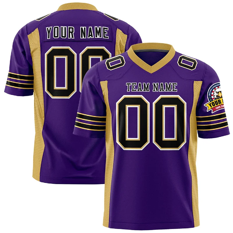 Custom Purple Old Gold Personalized Insert Color Design Authentic Football Jersey Stylish Men's Neon