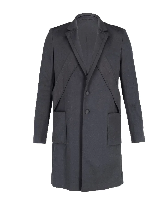 Balenciaga Single-Breasted Long Coat in Black Cotton Business