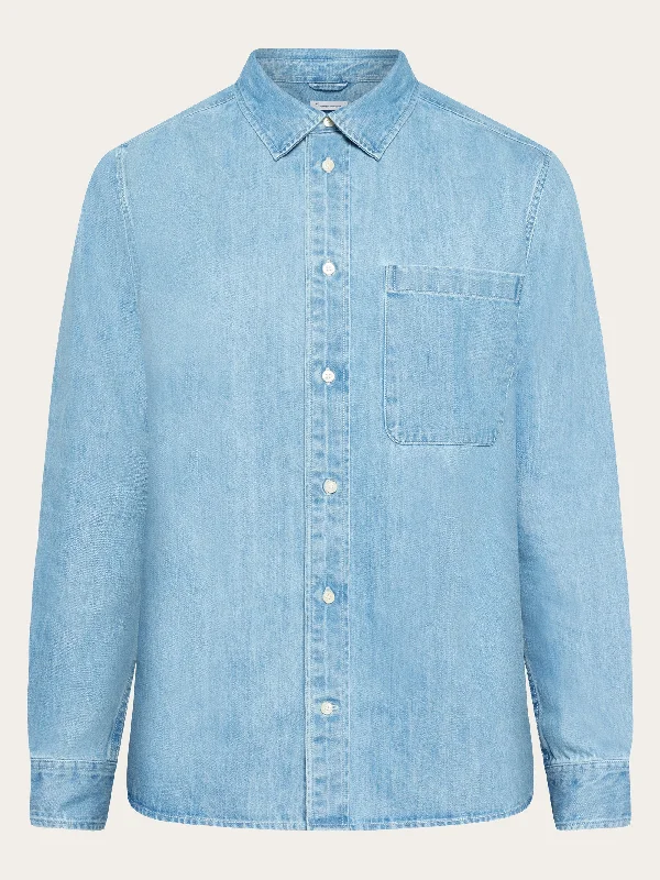 Organic Cotton Natural Indigo Denim Shirt GOTS - Light Blue denim Stylish Men's Neon