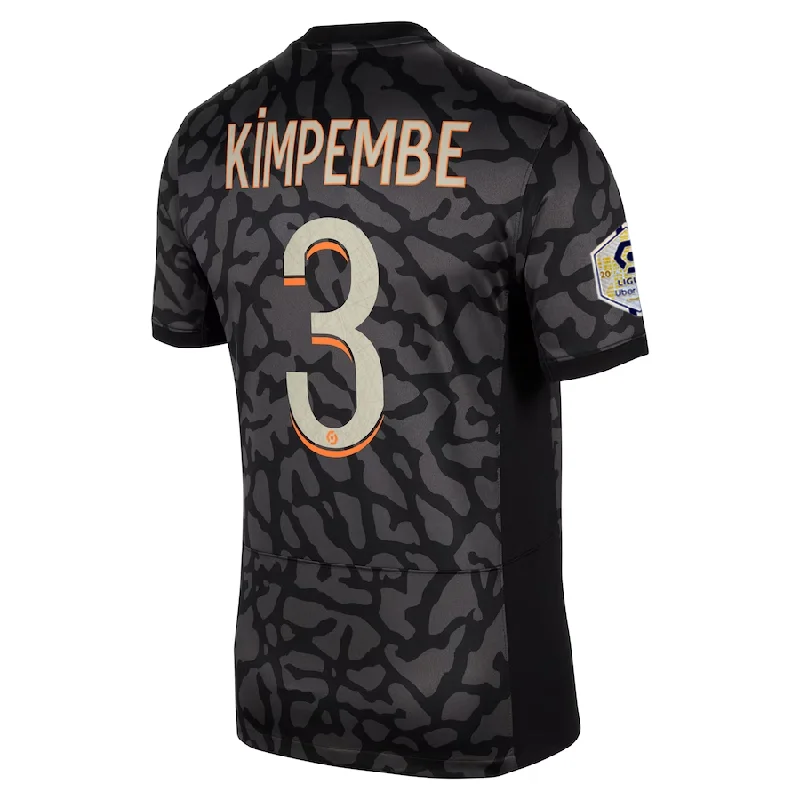Nike Paris Saint-Germain Presnel Kimpembe Third Jersey w/ Ligue 1 Patch 23/24 (Anthracite/Black/Stone) Traditional Men's Wool