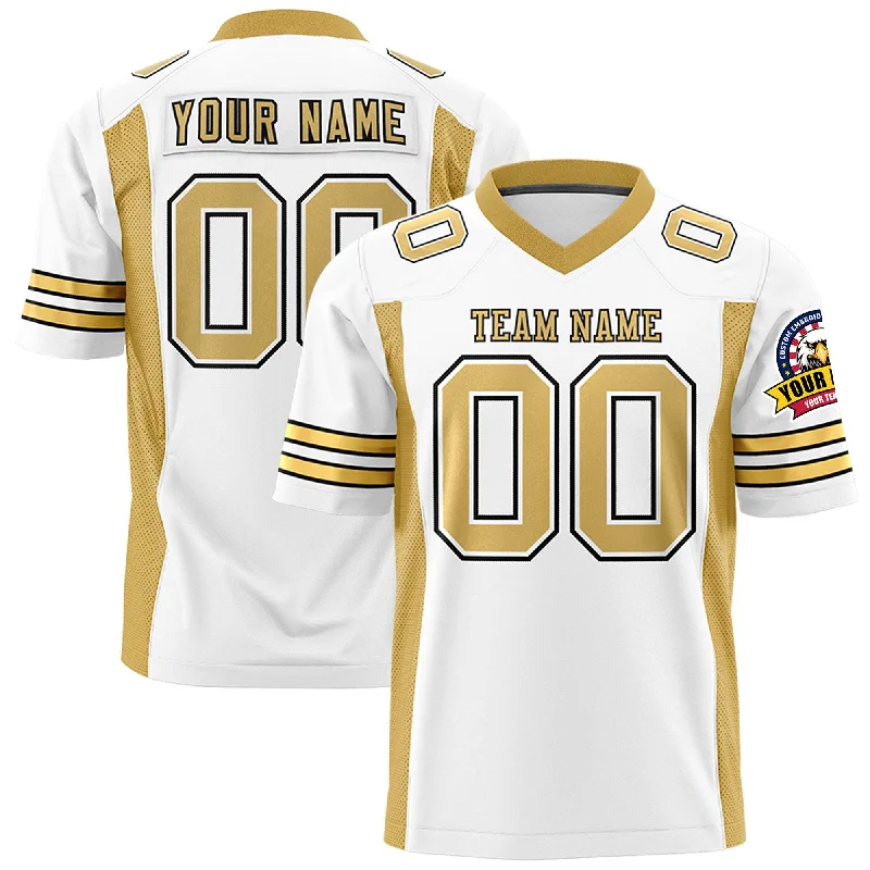 Custom White Old Gold Personalized Insert Color Design Authentic Football Jersey Masculine Men's Thick