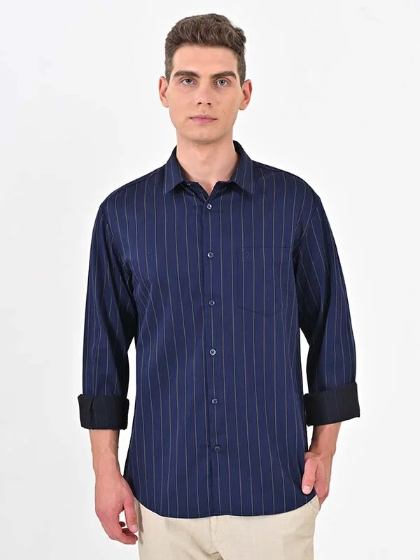 Men Striped Full Sleeve Cotton Shirt Earthy Men's Sustainable 