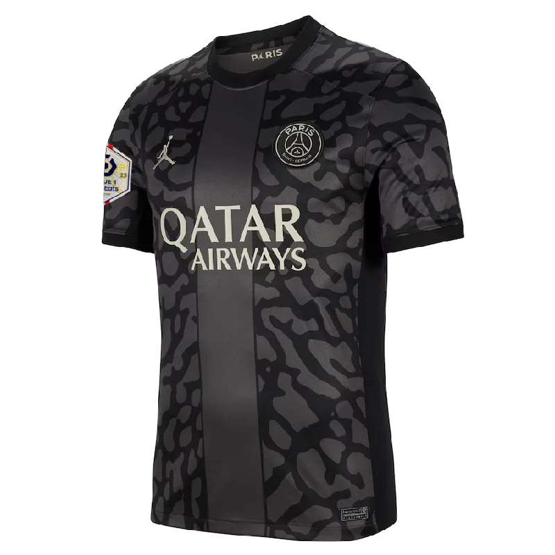 Nike Paris Saint-Germain Third Jersey w/ Ligue 1 Patch 23/24 (Anthracite/Black/Stone) Adventure