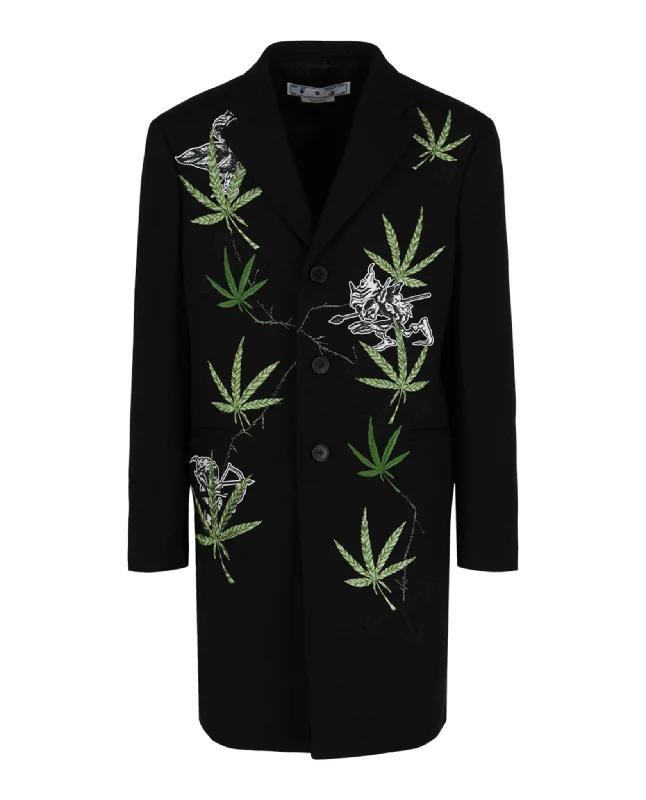 Weed Long Coat Casual Men's Loose