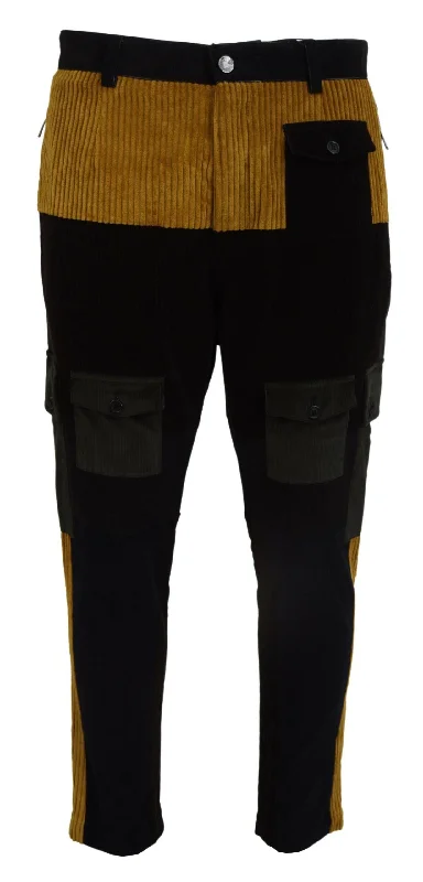 Dolce & Gabbana Elegant  Tape Trousers with yellow Men's Accent Rugged Men's Outdoor 