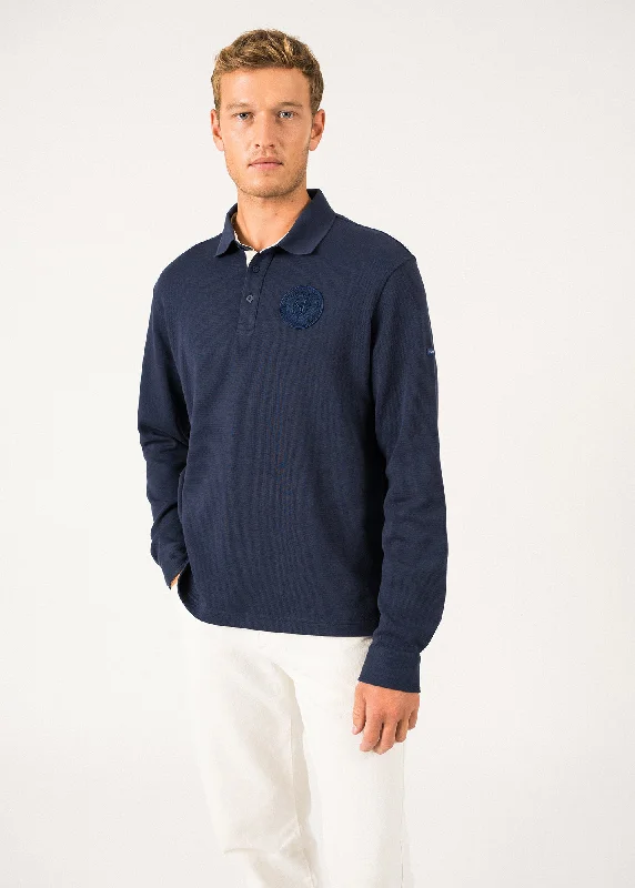 Prosper Long-sleeved Polo Shirt - in cotton, with SAINT JAMES badge (AMIRAL) Laid