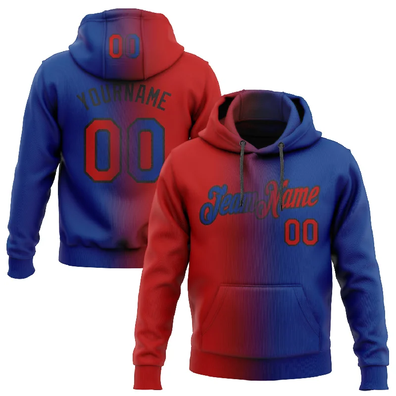 Custom Stitched Royal Red-Black Gradient Fashion Sports Pullover Sweatshirt Hoodie Casual Men's Loose