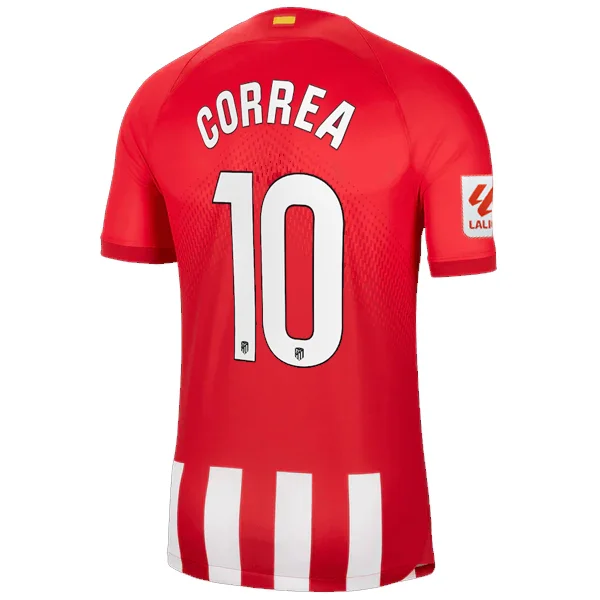 Nike Atletico Madrid Ángel Correa Home Jersey w/ La Liga Patch 23/24 (Sport Red/Global Red) Cool Men's Distressed