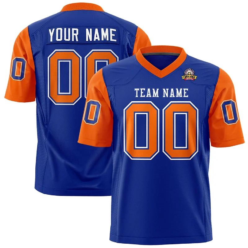 Custom Royal Orange Personalized Raglan Sleeves Design Authentic Football Jersey Refined Men's Classic 