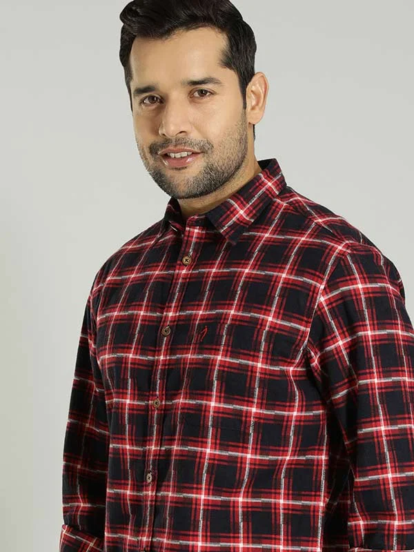 Men Checked Full Sleeve Cotton Shirt Cozy Men's Sherpa