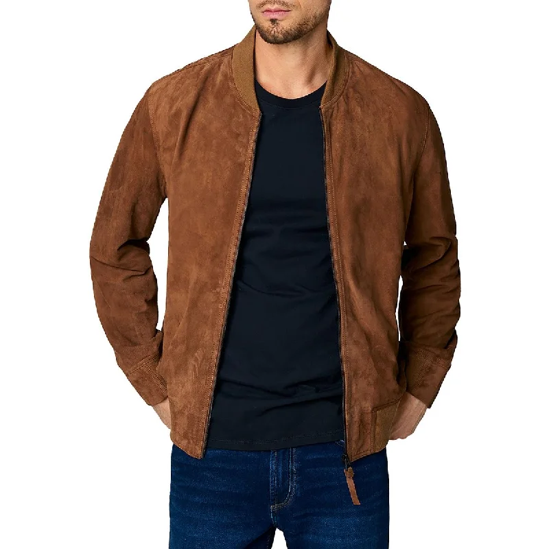 Mens Goat Skin Leather Faux Suede Bomber Jacket Practical Men's Multi