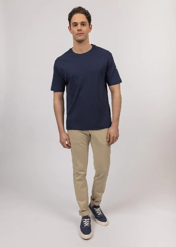 Lumio short sleeves t-shirt - round neck, in cotton (MARINE) Bold Men's Statement