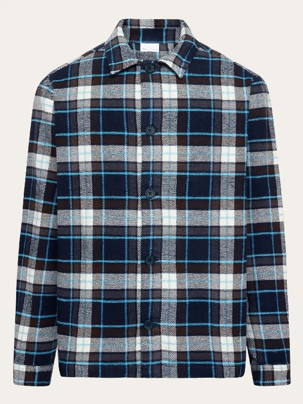 Big checked heavy flannel overshirt - blue check Tailored