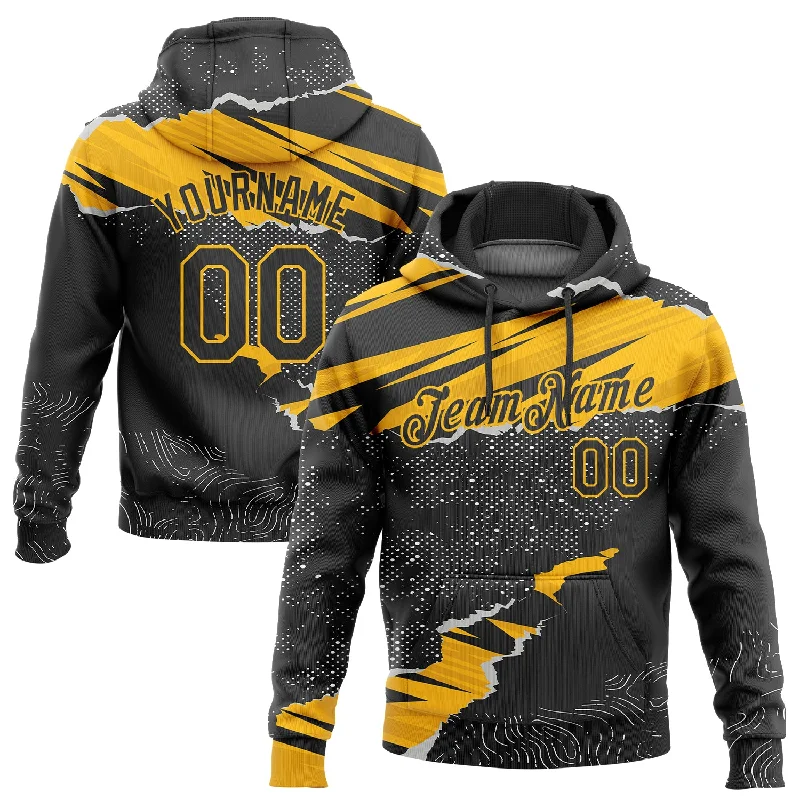 Custom Stitched Black Gold 3D Pattern Design Torn Paper Style Sports Pullover Sweatshirt Hoodie Cool Men's Distressed Custom Stitched Black Gold 3D Pattern Design Torn Paper Style Sports Pullover Sweatshirt Hoodie Cool Men's Distressed