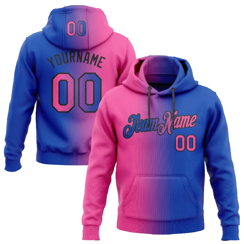 Custom Stitched Thunder Blue Pink-Black Gradient Fashion Sports Pullover Sweatshirt Hoodie Street