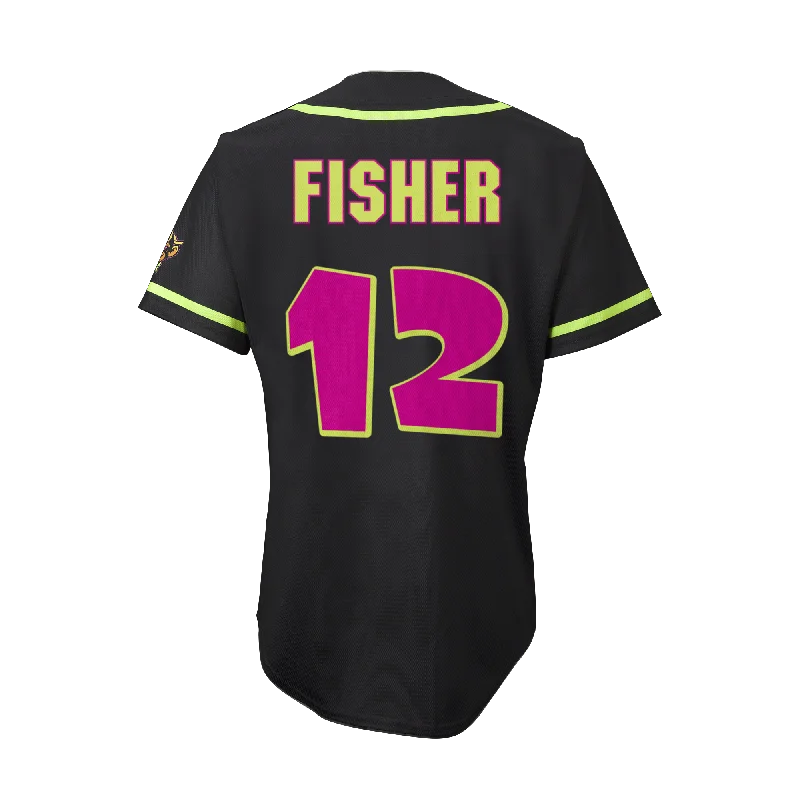 Party Animals Noah Fisher #12 EvoShield Jersey - Black Polished Men's Satin