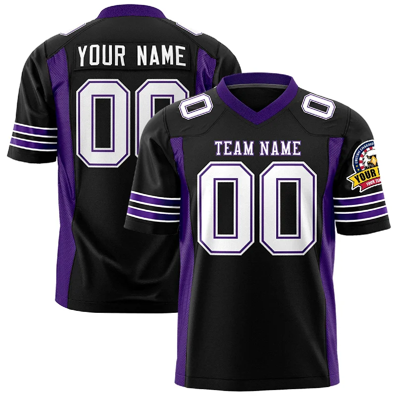 Custom Black Purple Personalized Insert Color Design Authentic Football Jersey Monochromatic All