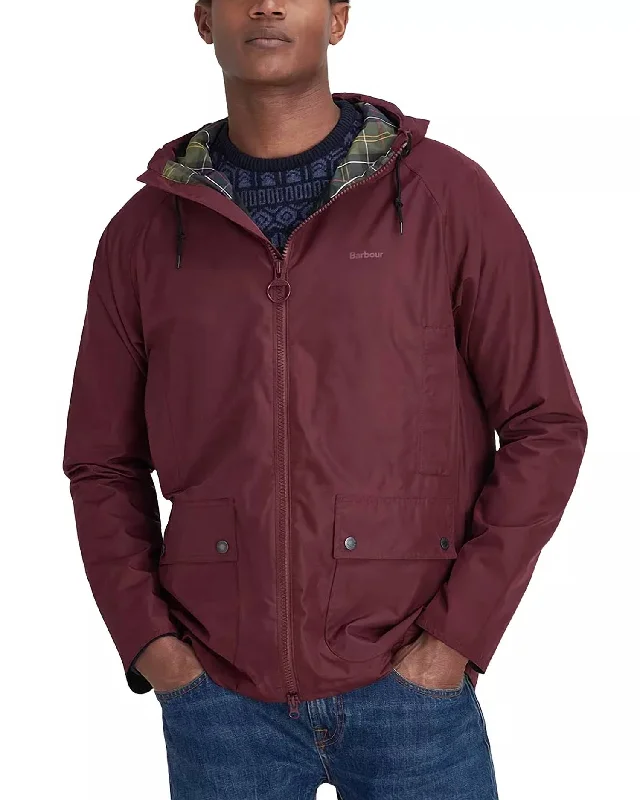 Hooded Domus Waterproof Jacket In Bordeaux Edgy Men's Punk