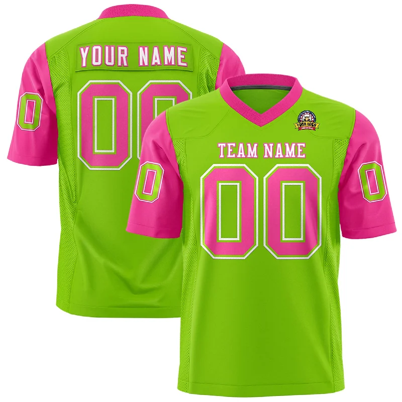 Custom Neon Green Pink Personalized Raglan Sleeves Design Authentic Football Jersey Elegant Men's Cashmere