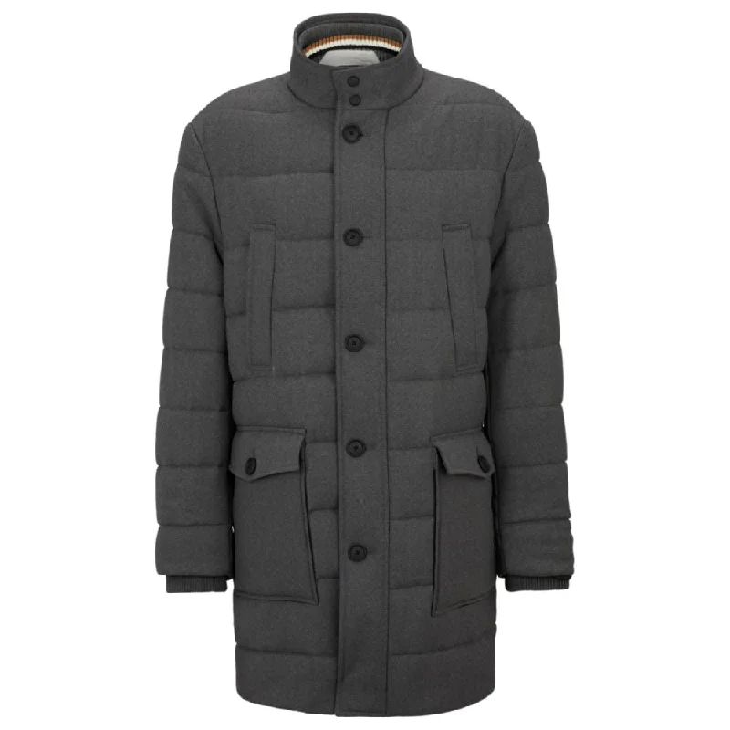 Regular-fit padded coat in a stretch wool blend Laid