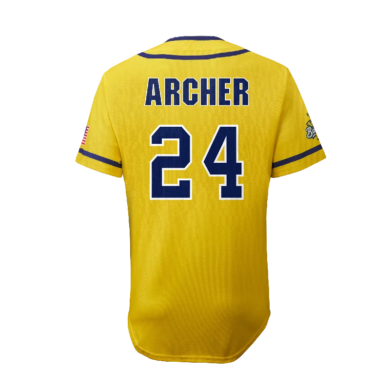 YOUTH Bananas Andy Archer #24 EvoShield Jersey - Yellow Refined Men's Velvet