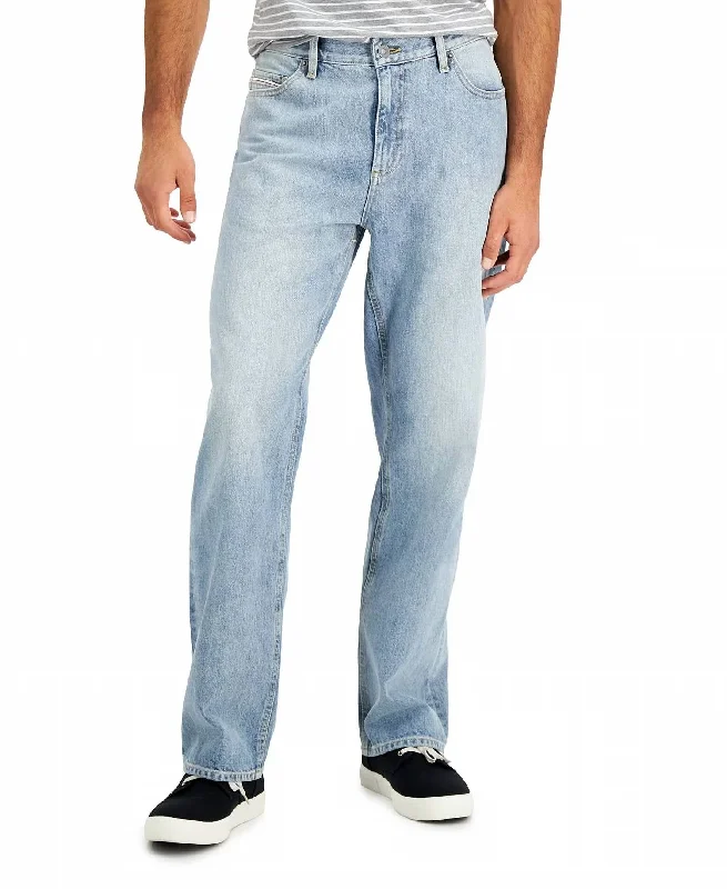 Men's Straight Fit Jeans In Blue Youthful Men's Anime