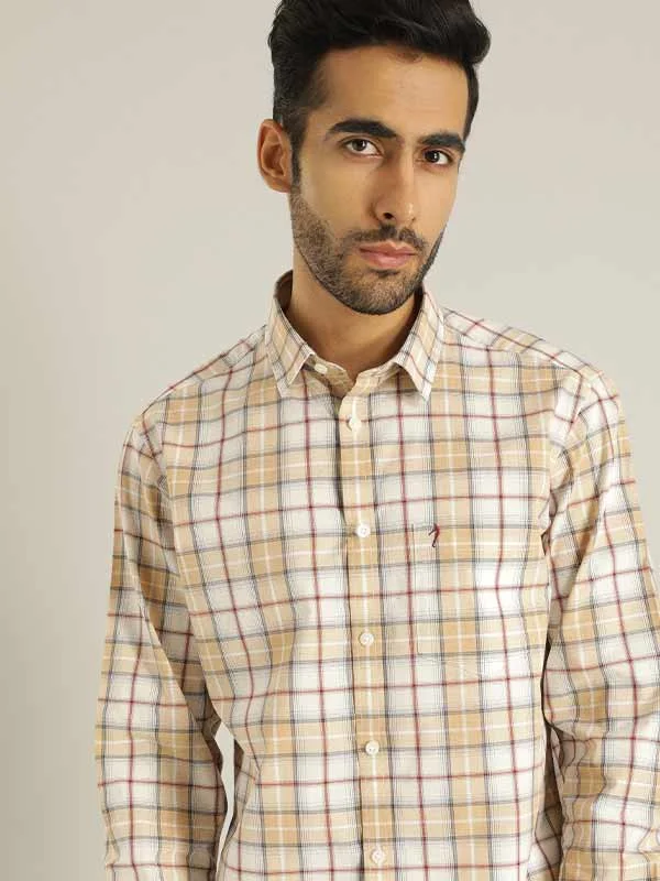 Men Checked Full Sleeve Cotton Shirt Modern Men's Geometric